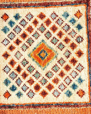 Bohemian Tribal Orange Wool Area Rug 5' 0" x 6' 7" - Solo Rugs