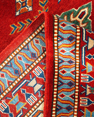 Bohemian Tribal Red Wool Area Rug 7' 3" x 9' 3" - Solo Rugs