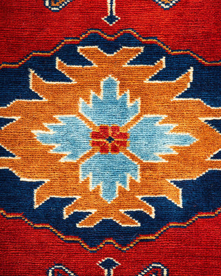 Bohemian Tribal Red Wool Area Rug 6' 10" x 10' 7" - Solo Rugs