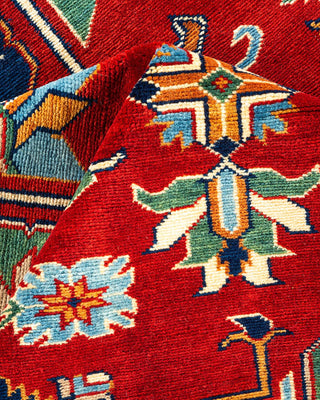 Bohemian Tribal Red Wool Area Rug 6' 10" x 10' 7" - Solo Rugs