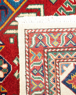 Bohemian Tribal Ivory Wool Area Rug 5' 2" x 7' 7" - Solo Rugs