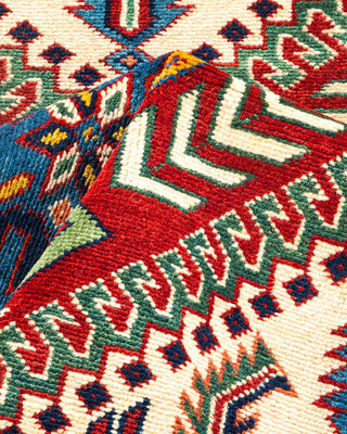 Bohemian Tribal Ivory Wool Area Rug 5' 2" x 7' 7" - Solo Rugs