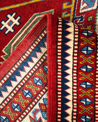 Bohemian Tribal Red Wool Area Rug 4' 10" x 6' 1" - Solo Rugs