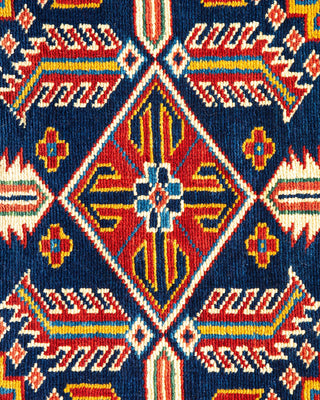 Bohemian Tribal Red Wool Area Rug 5' 0" x 6' 10" - Solo Rugs