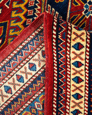 Bohemian Tribal Red Wool Area Rug 5' 0" x 6' 10" - Solo Rugs