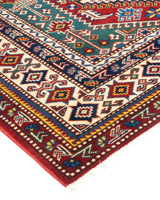 Bohemian Tribal Red Wool Area Rug 4' 4" x 5' 8" - Solo Rugs
