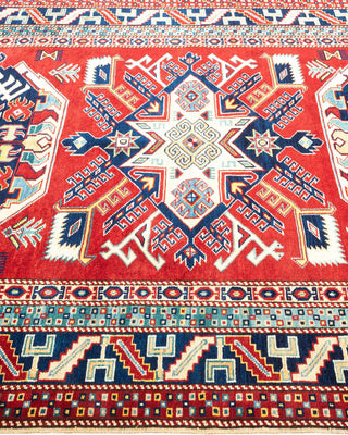 Bohemian Tribal Red Wool Area Rug 4' 3" x 5' 8" - Solo Rugs
