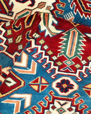 Bohemian Tribal Blue Wool Area Rug 4' 4" x 6' 6" - Solo Rugs