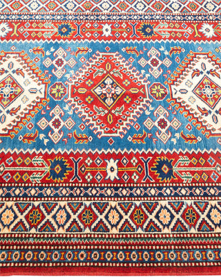 Bohemian Tribal Red Wool Area Rug 3' 8" x 4' 7" - Solo Rugs
