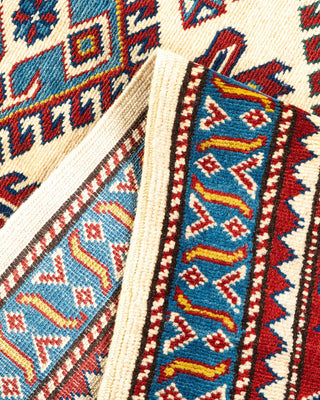 Bohemian Tribal Ivory Wool Area Rug 5' 10" x 8' 5" - Solo Rugs