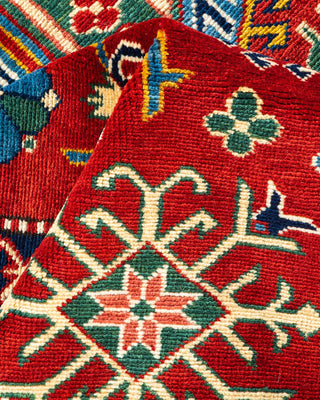 Bohemian Tribal Orange Wool Area Rug 5' 10" x 8' 1" - Solo Rugs