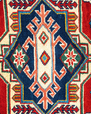 Bohemian Tribal Orange Wool Area Rug 5' 10" x 8' 0" - Solo Rugs