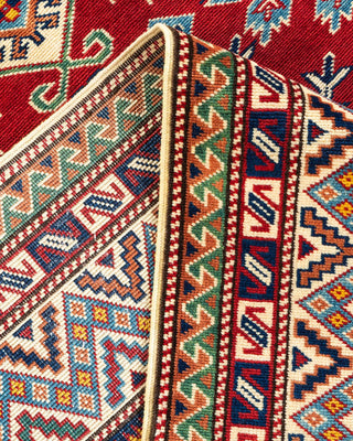 Bohemian Tribal Orange Wool Area Rug 5' 2" x 6' 10" - Solo Rugs
