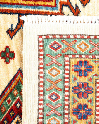 Bohemian Tribal Ivory Wool Area Rug 7' 2" x 9' 9" - Solo Rugs