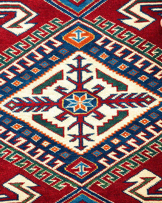 Bohemian Tribal Orange Wool Area Rug 5' 0" x 6' 5" - Solo Rugs