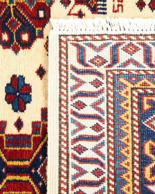 Bohemian Tribal Ivory Wool Area Rug 5' 3" x 6' 9" - Solo Rugs