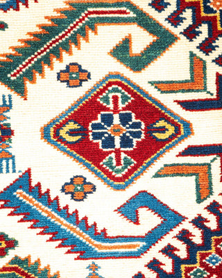 Bohemian Tribal Ivory Wool Area Rug 4' 3" x 6' 3" - Solo Rugs