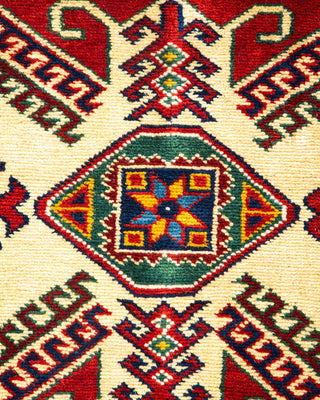 Bohemian Tribal Orange Wool Area Rug 4' 5" x 5' 9" - Solo Rugs