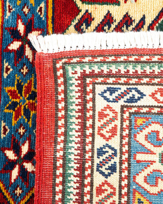 Bohemian Tribal Orange Wool Area Rug 4' 5" x 5' 9" - Solo Rugs
