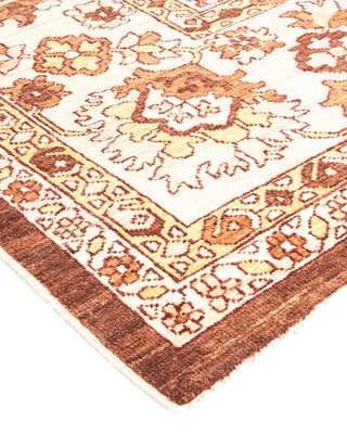 Contemporary Eclectic Brown Wool Area Rug 9' 10" x 13' 10" - Solo Rugs