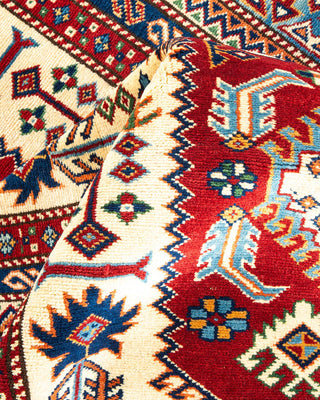 Bohemian Tribal Red Wool Area Rug 5' 0" x 6' 9" - Solo Rugs