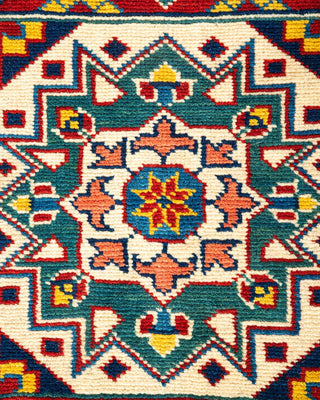 Bohemian Tribal Orange Wool Area Rug 5' 1" x 8' 1" - Solo Rugs