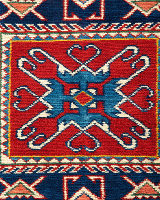 Bohemian Tribal Orange Wool Area Rug 5' 1" x 7' 1" - Solo Rugs
