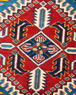 Bohemian Tribal Light Blue Wool Area Rug 5' 3" x 6' 7" - Solo Rugs
