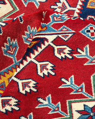 Bohemian Tribal Orange Wool Area Rug 5' 2" x 7' 0" - Solo Rugs