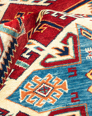 Bohemian Tribal Orange Wool Area Rug 5' 2" x 6' 9" - Solo Rugs