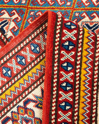 Bohemian Tribal Orange Wool Area Rug 5' 1" x 6' 9" - Solo Rugs