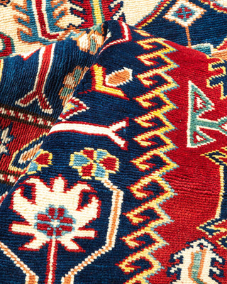 Bohemian Tribal Red Wool Area Rug 6' 3" x 8' 2" - Solo Rugs