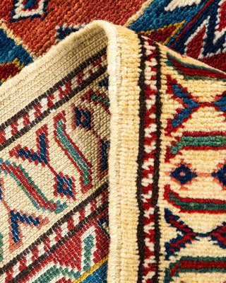 Bohemian Tribal Ivory Wool Area Rug 6' 3" x 7' 9" - Solo Rugs