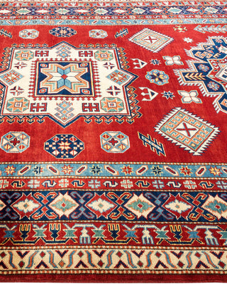 Bohemian Tribal Red Wool Area Rug 6' 2" x 9' 9" - Solo Rugs