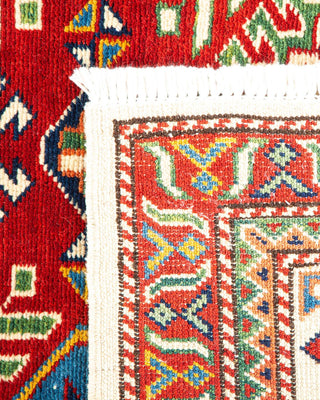Bohemian Tribal Ivory Wool Area Rug 5' 1" x 7' 5" - Solo Rugs