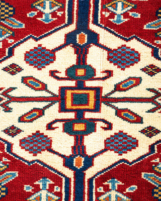 Bohemian Tribal Orange Wool Area Rug 5' 2" x 6' 3" - Solo Rugs