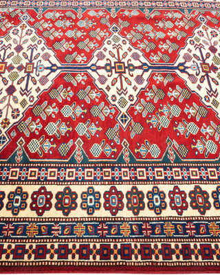 Bohemian Tribal Orange Wool Area Rug 5' 2" x 6' 3" - Solo Rugs