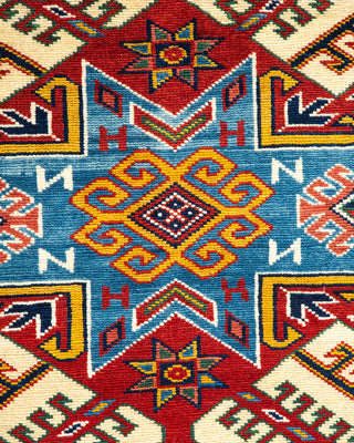 Bohemian Tribal Ivory Wool Area Rug 4' 4" x 5' 9" - Solo Rugs
