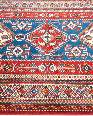Bohemian Tribal Blue Wool Area Rug 4' 4" x 6' 1" - Solo Rugs