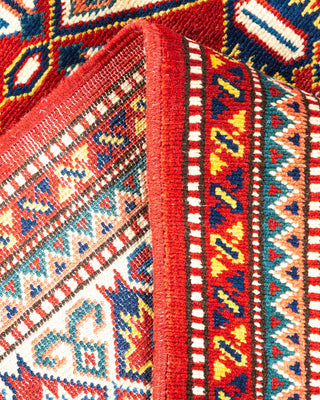 Bohemian Tribal Blue Wool Area Rug 4' 4" x 6' 1" - Solo Rugs