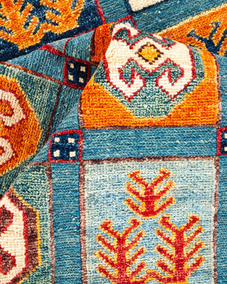 Bohemian Tribal Light Blue Wool Area Rug 5' 8" x 7' 8" - Solo Rugs