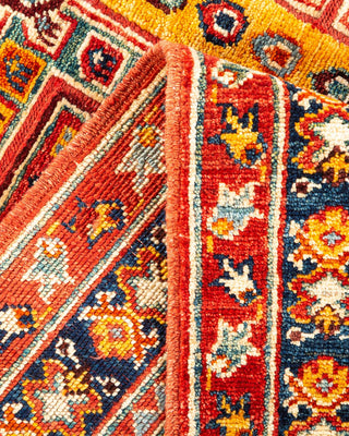Bohemian Tribal Red Wool Area Rug 5' 1" x 6' 8" - Solo Rugs