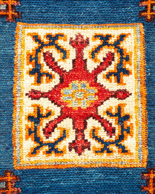 Bohemian Tribal Blue Wool Square Area Rug 5' 1" x 5' 7" - Solo Rugs