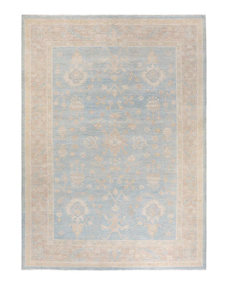 Contemporary Eclectic Light Blue Wool Area Rug 8' 10" x 12' 1" - Solo Rugs