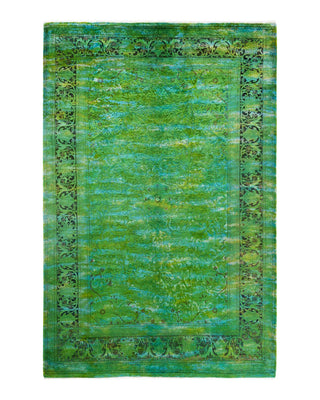 Contemporary Transitional Green Wool Area Rug 6' 1" x 9' 0" - Solo Rugs