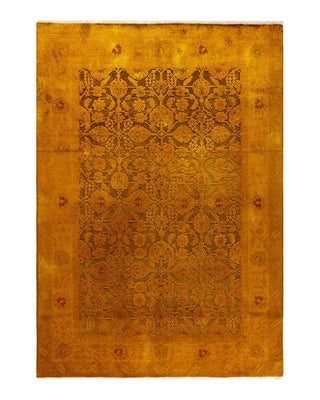 Contemporary Transitional Yellow Wool Area Rug 6' 1" x 8' 8" - Solo Rugs