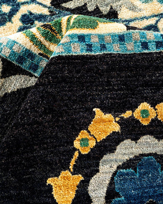 Contemporary Suzani Black Wool Area Rug 12' 2" x 17' 7" - Solo Rugs