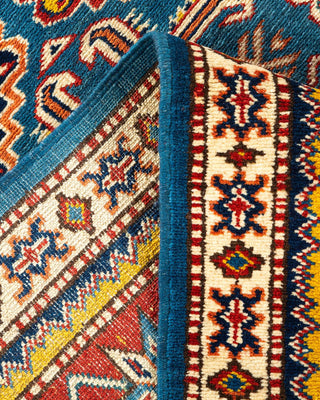 Bohemian Tribal Blue Wool Area Rug 6' 10" x 9' 10" - Solo Rugs