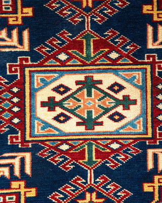 Bohemian Tribal Red Wool Area Rug 6' 0" x 7' 5" - Solo Rugs