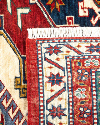 Bohemian Tribal Red Wool Area Rug 5' 10" x 7' 5" - Solo Rugs